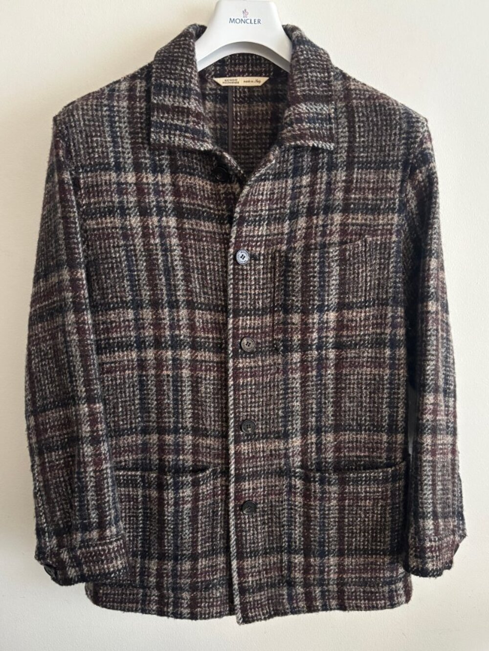 $2400 Maurizio Baldassari Wool Baby Alpaca Plaid Chore Jacket/ Overshirt -Medium